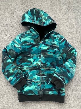 Lands' End Teal & Aqua Camo Sherpa-Lined Zip-up Hoodie